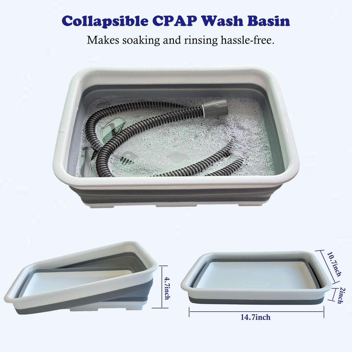 Lemintae CPAP Cleaning Kits with Tube and Mask Brush, Collapsible Wash Basin & Hose Hanger - CPAP Hose Cleaner Supplies to Make Cpap Accessories Cleaning, Drying, Storing Easier