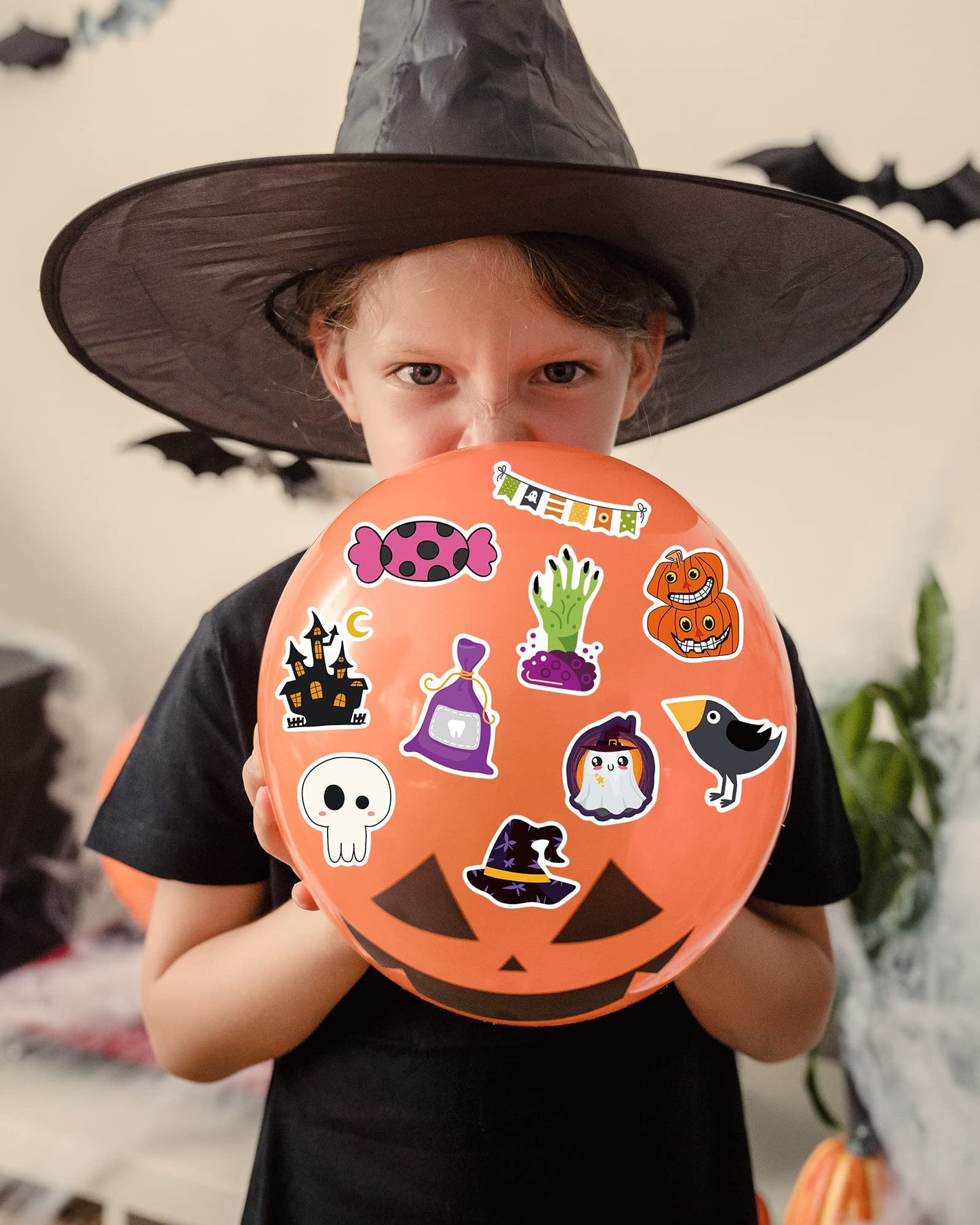 Benresive 300 Pcs Halloween Stickers for Kids - Bulk Halloween Crafts Party Favors, Goody Bag Stuffers, Waterproof Vinyl Laptop & Water Bottle Stickers