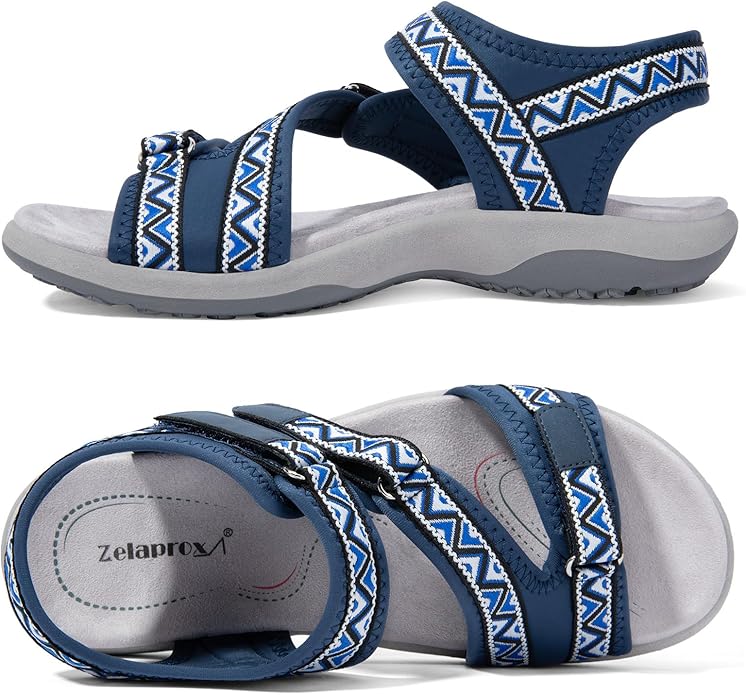 Zelaprox Women Comfortable Walking Sandals with Arch Support Hiking Sandals Casual Summer Athletic Sandals for Outdoor wit...
