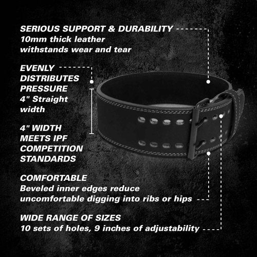 Harbinger Unisex 10mm Powerlifting Gym Belt for Weightlifting, Deadlifts,and Squats - Large
