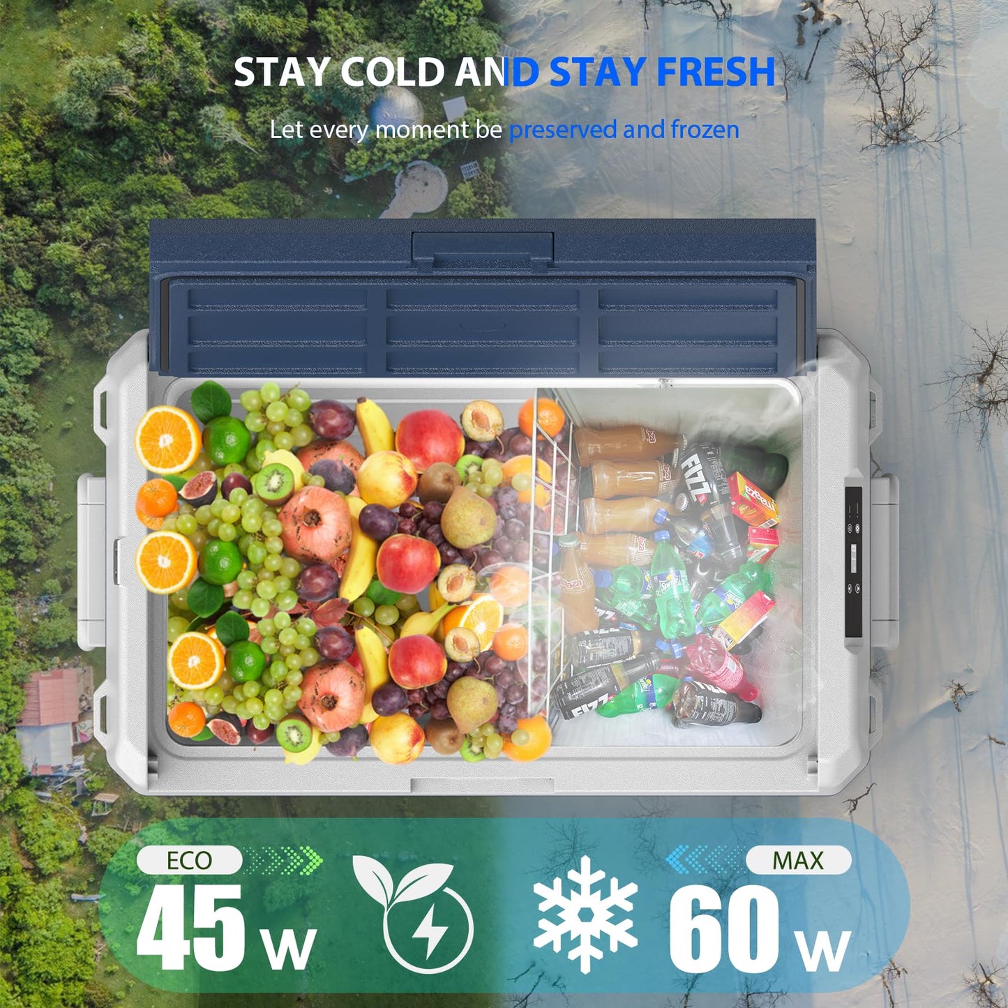 zcamp ICF61 12 Volt Portable Car Refrigerator Freezer, 69QT/65L Electric Cooler -4℉~68℉, 12/24V DC 100-240V AC for Camping, Road Trips, RV, Truck