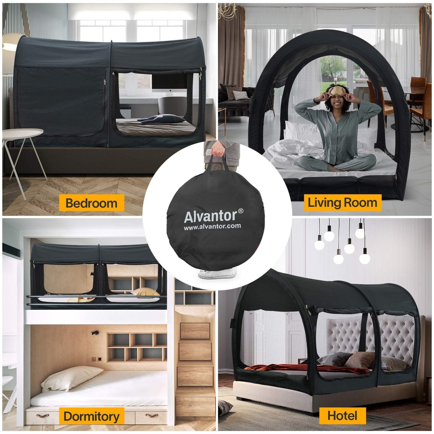 LEEDOR Bed Canopy Bed Tents Dream Tents Privacy Space,Sleeping Tents Indoor Pop Up Portable Frame,Mosquito Net Curtains Breathable Reducing Light & Air Ventilation 2-in-1 New Version Twin