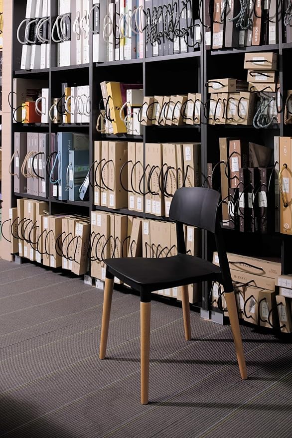 COZYBLOCK Bel Dining Bistro Cafe Style Modern Minimalist Side Chair Set of 2 (Black)