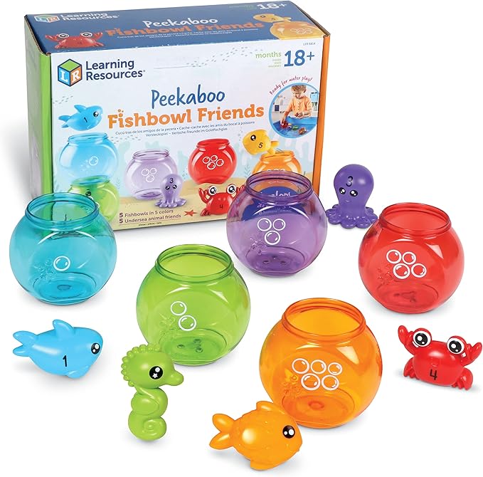 Learning Resources Peekaboo Fishbowl Friends - Counting and Fine Motor Skills, Water and Bathtub Toys, Toddler Games, Pres...