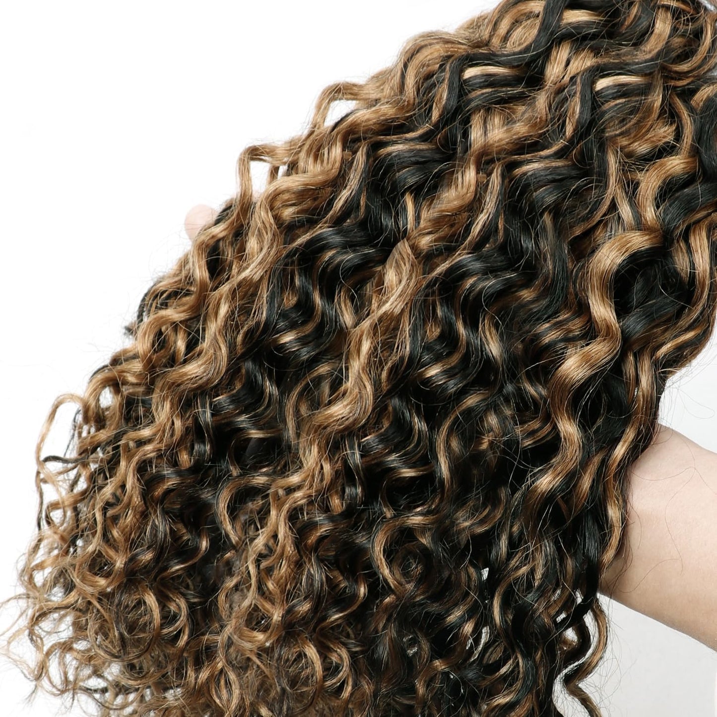 Liqusee Water Wave Curly 1B/30 Human Braiding Hair 100g One Bundle/Pack Bulk Human Hair No Weft Braiding Hair for Boho Braids (2