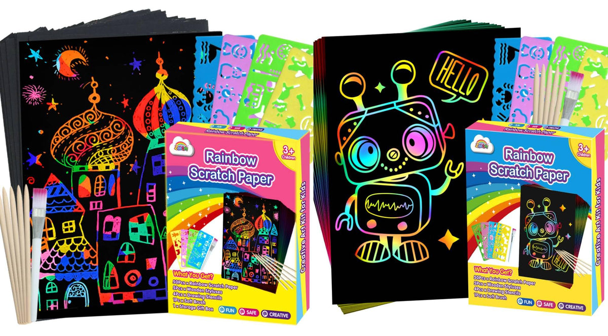 ZMLM Scratch Art for Kids Toy: Rainbow Scratch Paper Art Supplies Kits for Boy Girl Birthday Gift Arts Crafts Classroom Supplies