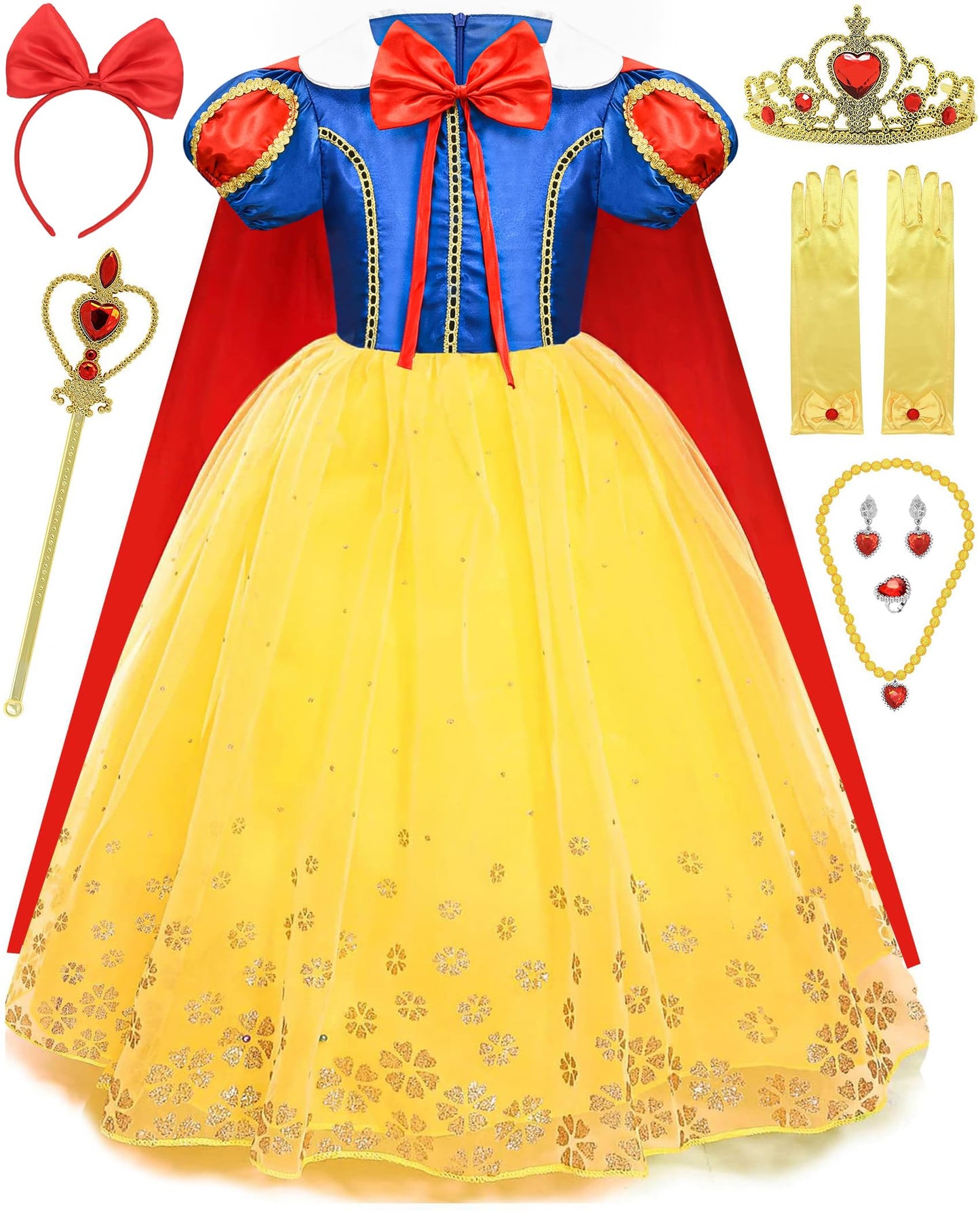 GZ-LAOPAITOU Princess Dresses for Girls Princess Dress Up Costume Kids Halloween Party Cosplay Costume with Cape