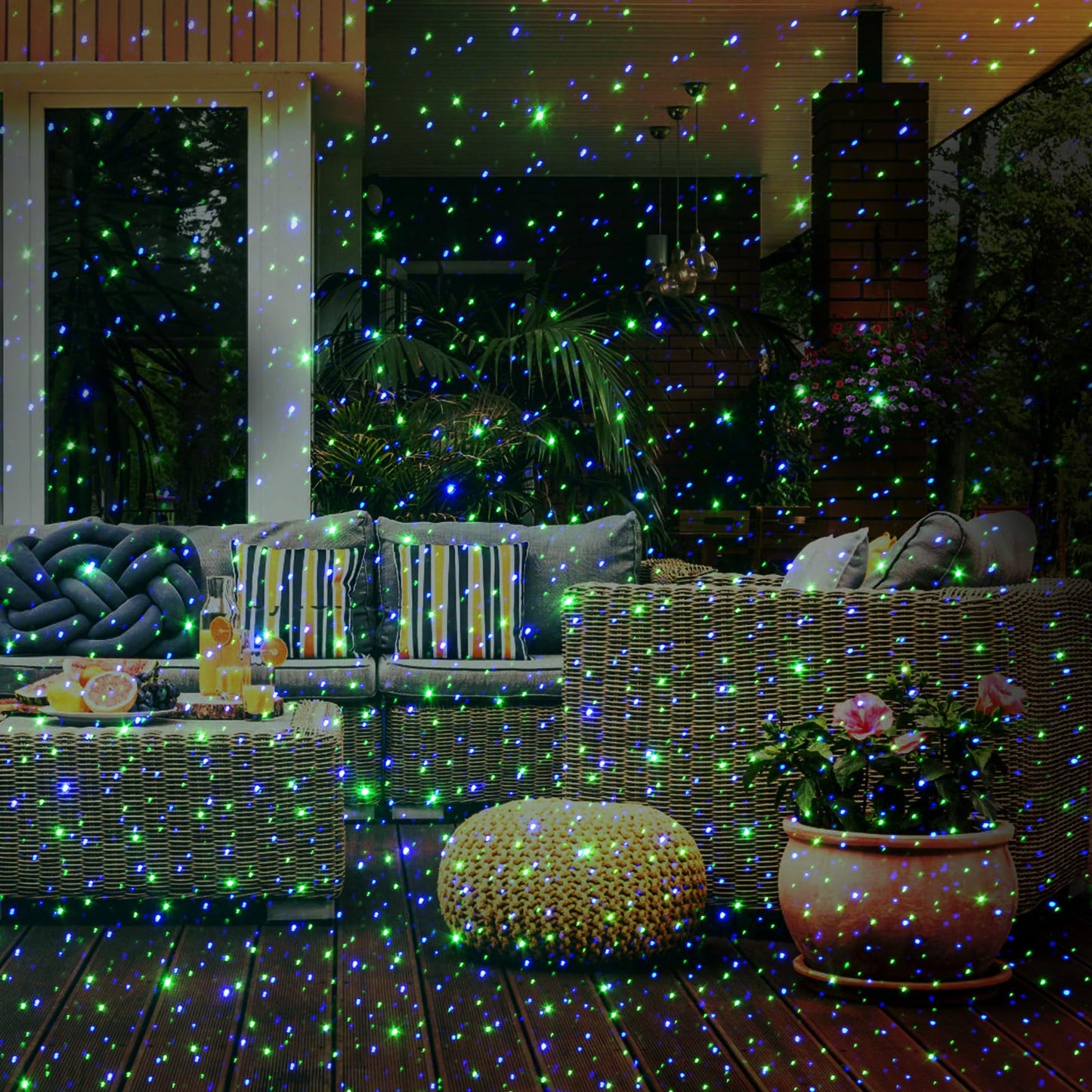 Poeland Garden Lights Moving Laser Christmas Lights Firefly Star Projector for Home and Garden Blue/Green