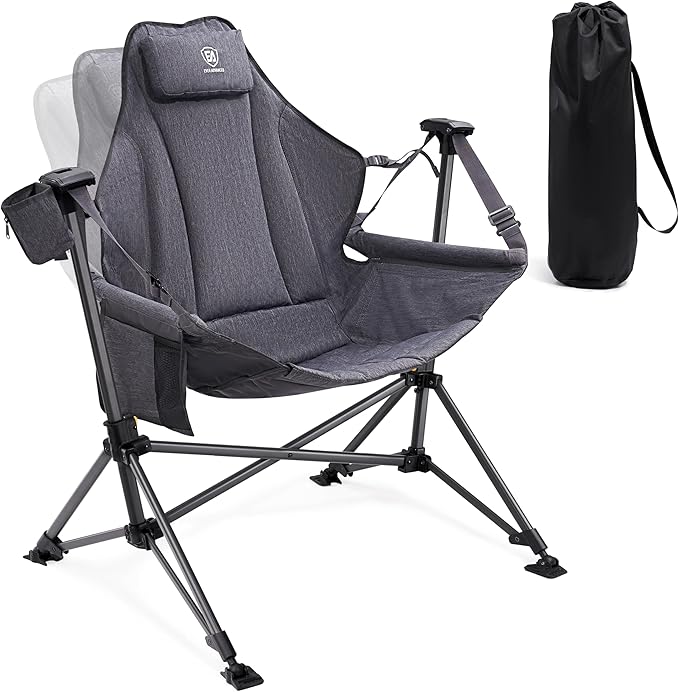 EVER ADVANCED Padded Hammock Camping Chair, Oversized Heavy Duty Swing Chair with Detachable Cup Holder, Portable Folding ...