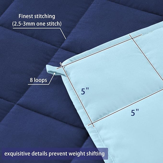 Weighted Blanket for Adults (20 lbs, 88” x 104”, Navy & Blue) Cooling Heavy Blanket for Sleeping Perfect for 190-210 lbs, Queen Size Breathable Blanket with Premium Glass Bead, Machine Washable