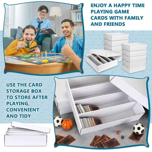 Seajan 16 Pcs 3200 Count Trading Card Storage Box Sports Card Storage Boxes Bulk for Basketball Gaming Cardboard Collecting(White)