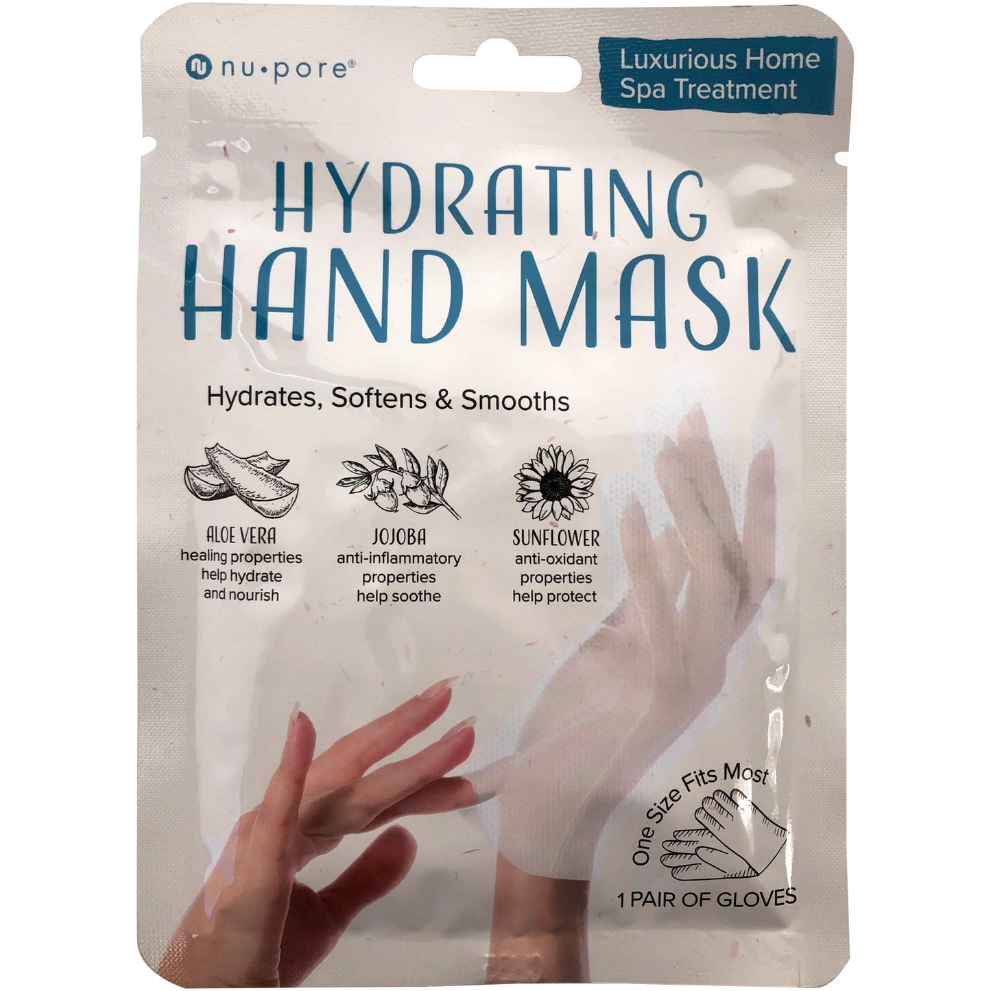 Nu-Pore Moisturizing Gloves - Hand Mask for Dry Hands and Moisturizer with Jojoba Oil and Aloe Vera to Help Repair and Soothe Ex