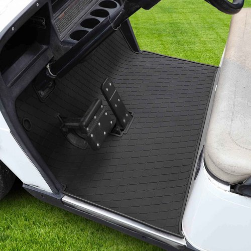 EZGO TXT Golf Cart Full Coverage Floor Liner Mat, fits EZGO TXT (1994+), Valor(1994+), Express S4(2012-2020), Cushman Workhorse, EX1(2020),Durable Anti-Slip Rubber, Black Trim/Red Trim