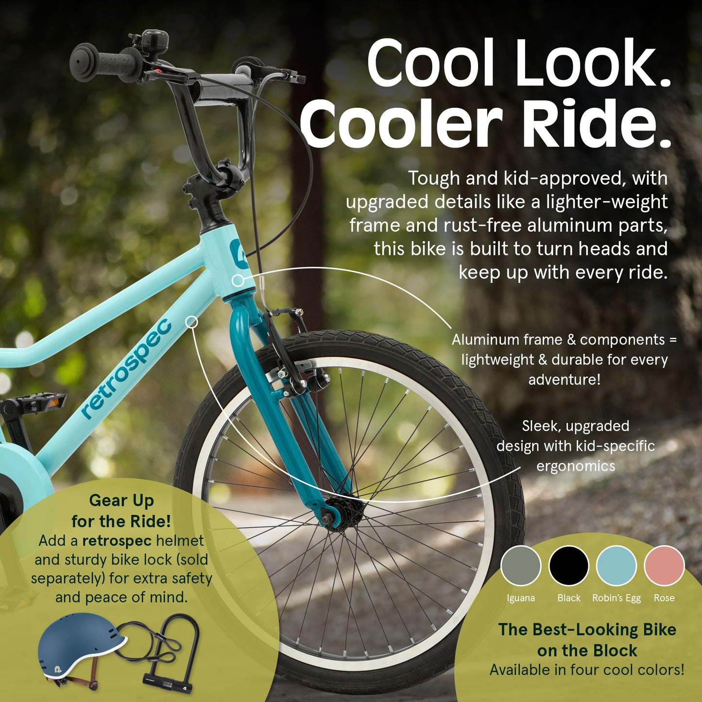 Retrospec Koda Plus 20in Kids Bike with Adjustable Seat & Handlebars - Lightweight Girls & Boys Bicycle for Ages 6-8, Easy-Grip v-Brakes & Smooth-Rolling Tires