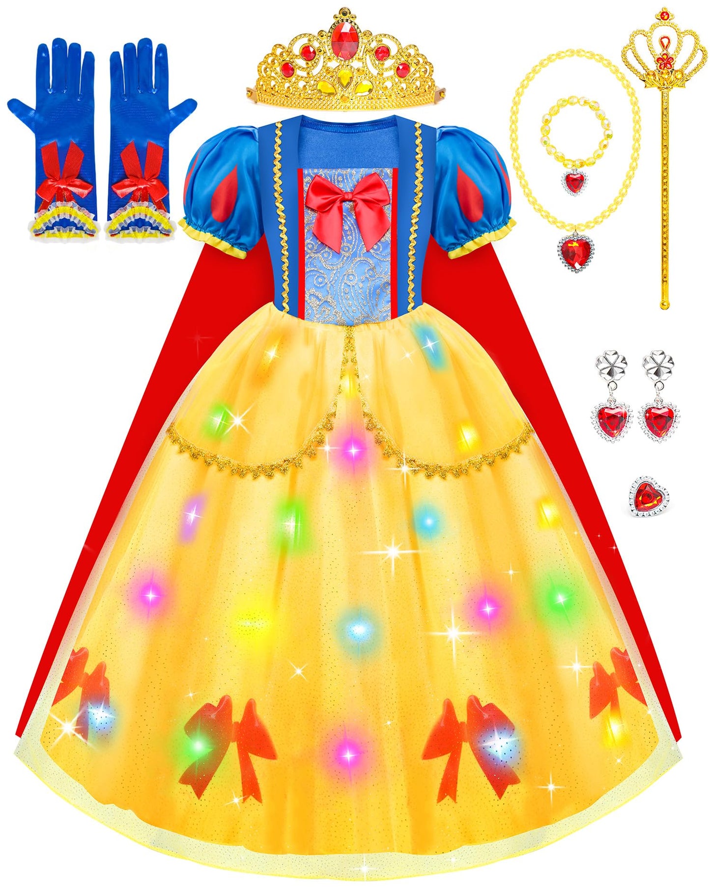 Meland Princess Dress - Light Up Princess Dress Up Clothes for Girls 3-8 Princess Costumes for Girls Toddlers Birthday Gift