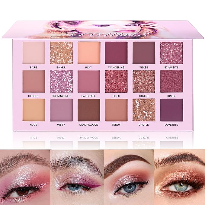 UCANBE Professional 18 Colors Aromas Nude Eyeshadow Palette Long Lasting Multi Reflective Shimmer Matte Glitter Pressed Pe...