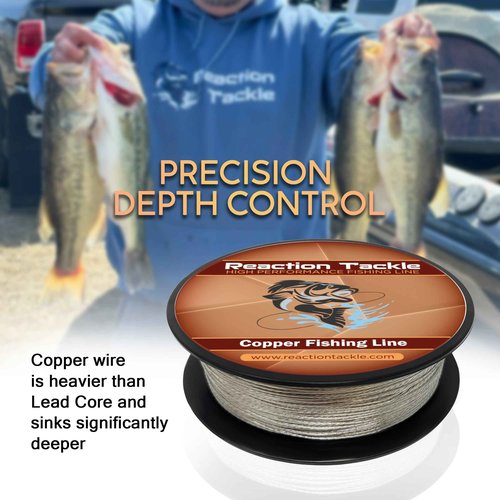 Reaction Tackle Copper Trolling Wire - Fishing Line - Corrosion Resistant Tin Coated Super Smooth and Thin Diameter to Reach Deeper Depths 20LB / 600 Foot