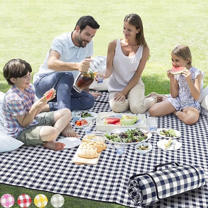 ZAZE Picnic Blankets Machine Washable, 80''x80'' Extra Large Waterproof Sandproof Foldable Compact Beach Blanket, Oversize...