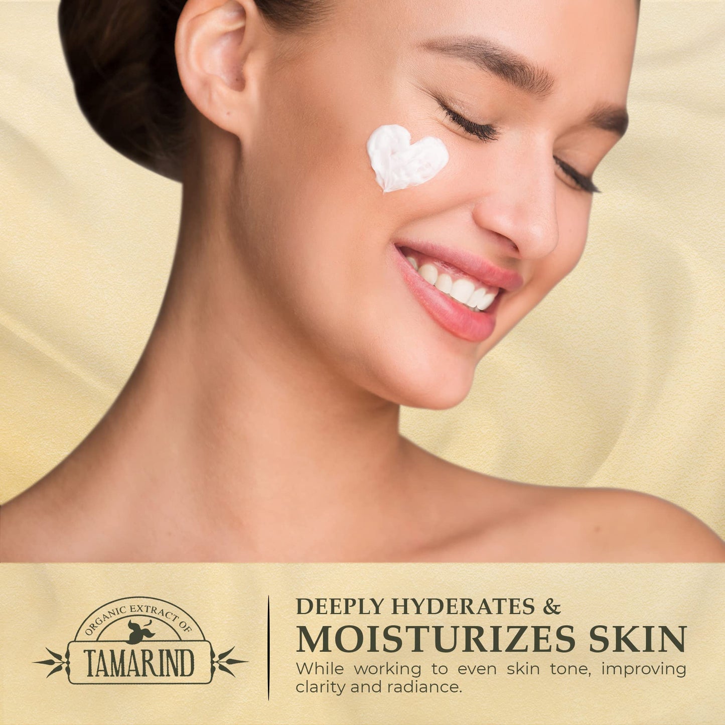 Organic Extract of Tamarind, Skin Brightening Cream - 1.7 fl oz / 50 ml - Dark Spot Cream for Hands, Knuckles, Body, Face, Under