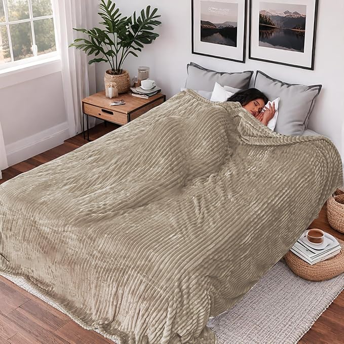 Heated Blanket Electric Blanket Queen Size 84''x90'' with 10 Heating Levels, 1-12 Hour Auto Shut Off, Machine Washable, Dual Controller Soft Warming Blanket for Couch, Bed, Office - Light Brown