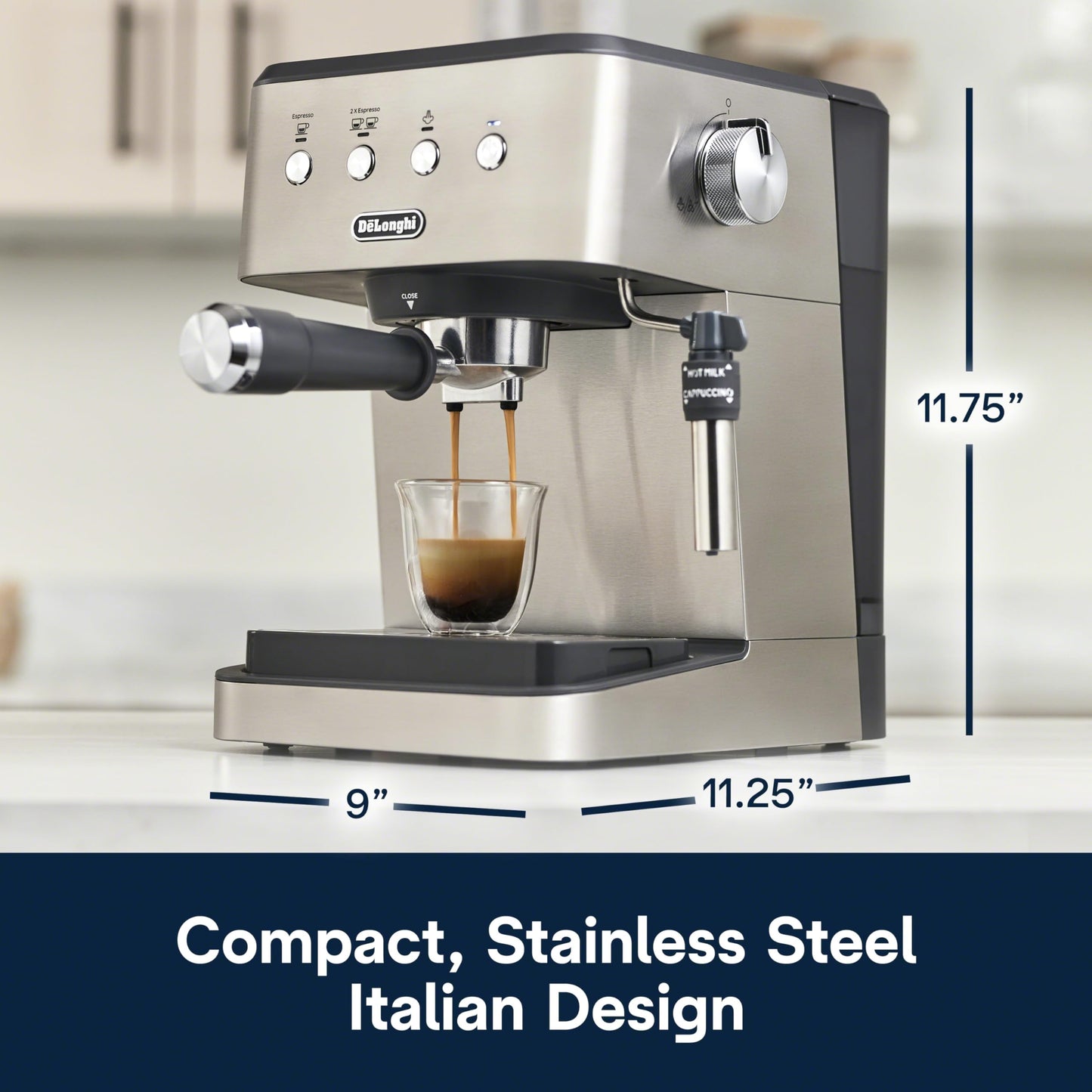 De'Longhi EM400M Classic Espresso Machine, Stainless Steel