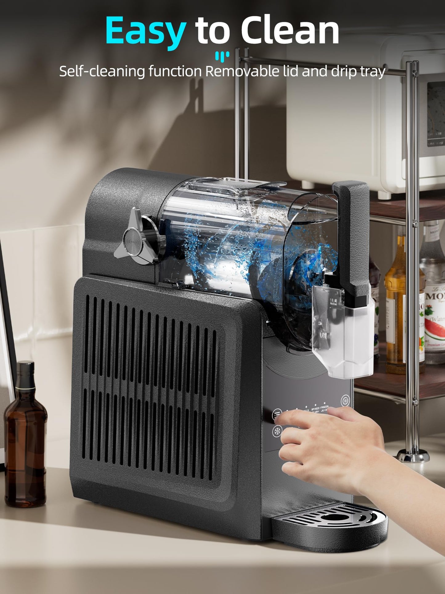 VNN Slushie Machine - 92 oz Slushy Machine for Home No Ice Needed, Frozen Drink & Slushie Machine, 5 Preset Programs, Auto-Clean, Suitable for Margaritas, Smoothies, Milkshakes, Black