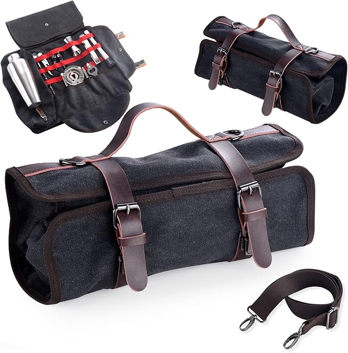 TREELF Portable Bartender Bag Travel Bartender Bag Canavs Bar Kit Bag for Carrying Bar Tools Perfect Storage (Bag Only) (B...