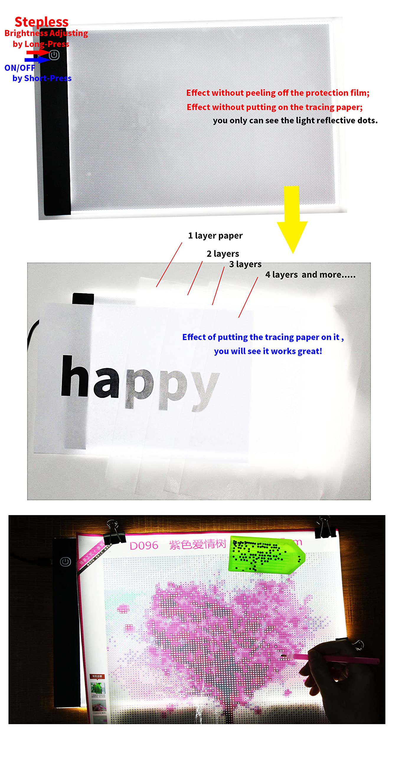 Small A5 Ultra-Thin Portable LED Tracing Light Box Dimmable Tracer Pad Board Universal USB Powered Adjustable Brightness for Artists Drawing Sketching Trace Animation Artcraft 5d Diamond Painting