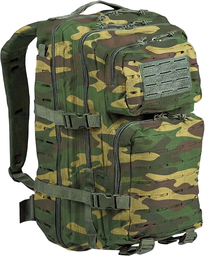 BaHoki Essentials Large Size Tactical Backpack - Military Rucksack with Molle Bags - Ventilated Mesh Adjustable Bag (Woodl...