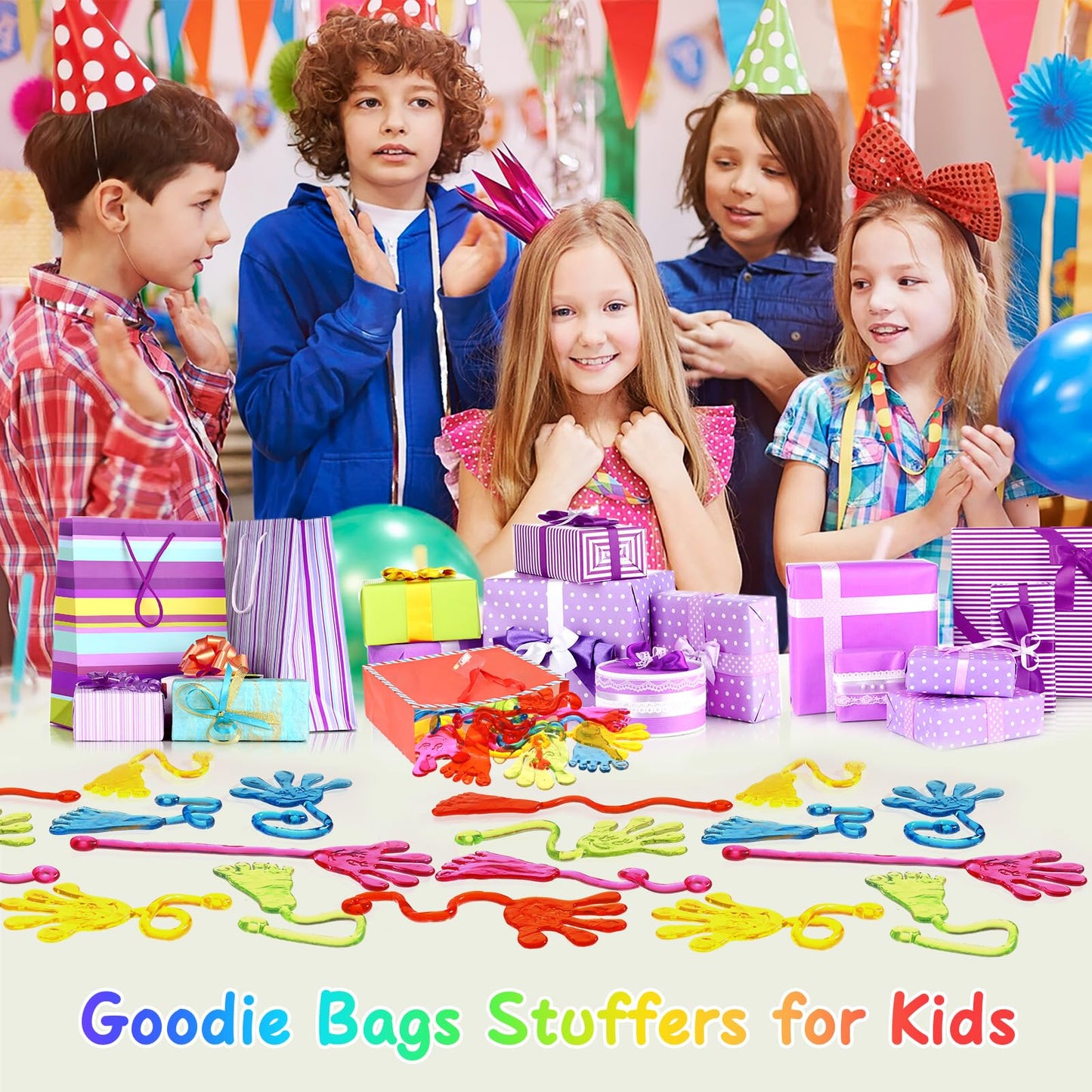 Sticky Hands Bulk 30 PCS Party Favors for Kids 4-8,8-12 Year Stretchy Sticky Hand Feet Goodie Bags Stuffers for Kids Mini Classroom Prizes Student Gifts Teacher Birthday Halloween Trinkets Slap Hand