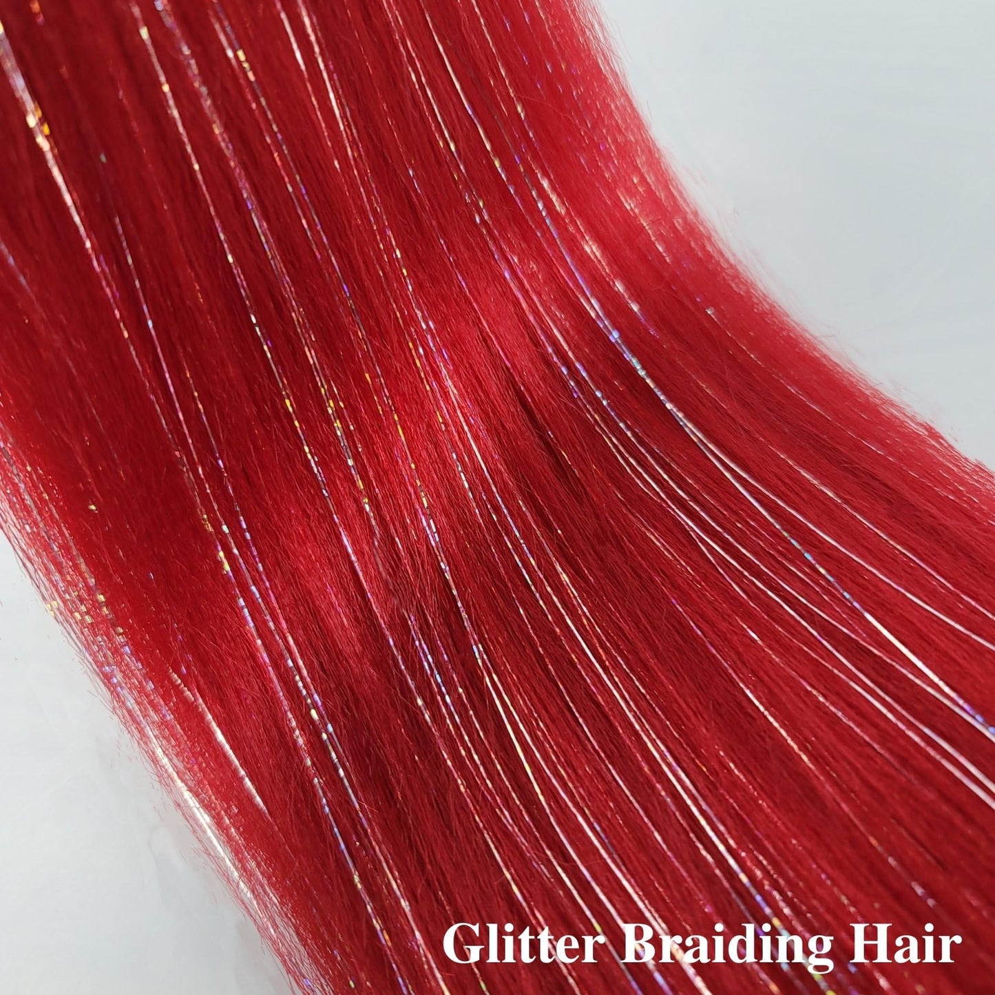 Gozill Red Tinsel Braiding Hair Pre stretched Prestretched Twist Braiding Hair Extensions Colored Hypoallergenic Synthetic Ez Br