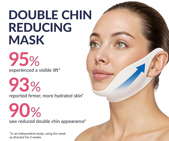 Stylia V Line Lifting Collagen Mask - Lift, Firm & Contour Jawline - Tightening Double Chin Strap with Hyaluronic Acid & Aloe - Neck Tightening and Lifting Mask - Jawline Shaper Face Lift Tape (10PC)
