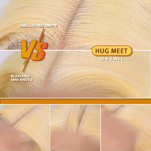 HUG MEET 613 13x6 Lace Front Wig Human Hair 200 Density Blonde Wig Human Hair Body Wave 613 HD Lace Front Wig Human Hair (24 Inch)