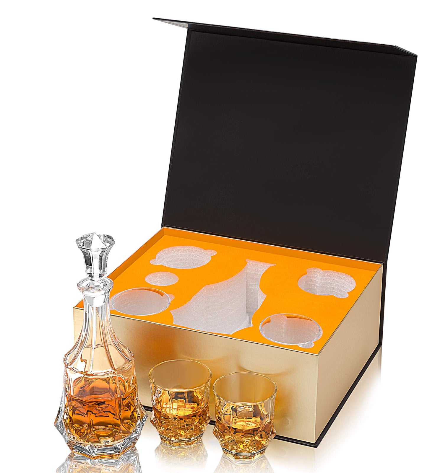 KANARS Whiskey Decanter Sets for Men, 25 Oz Liquor Decanter with 10 Oz Crystal Glasses in Luxury Box for Bourbon Scotch Rum Tequila Vodka, Whisky Gifts for Christmas Birthday Thanksgiving
