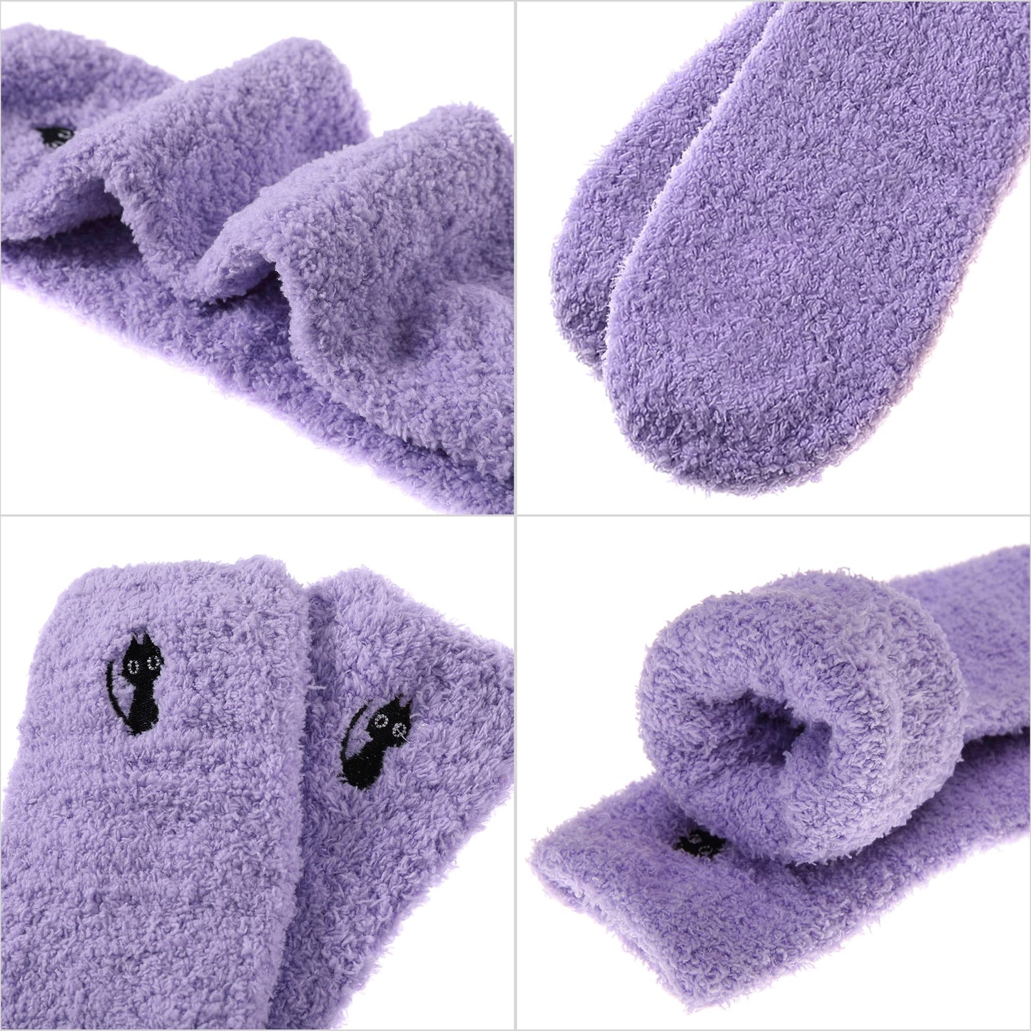 MQELONG Womens Super Soft Fuzzy Cozy Home Sleeping Socks Microfiber Winter Warm Slipper Socks (5 Pairs Cat)