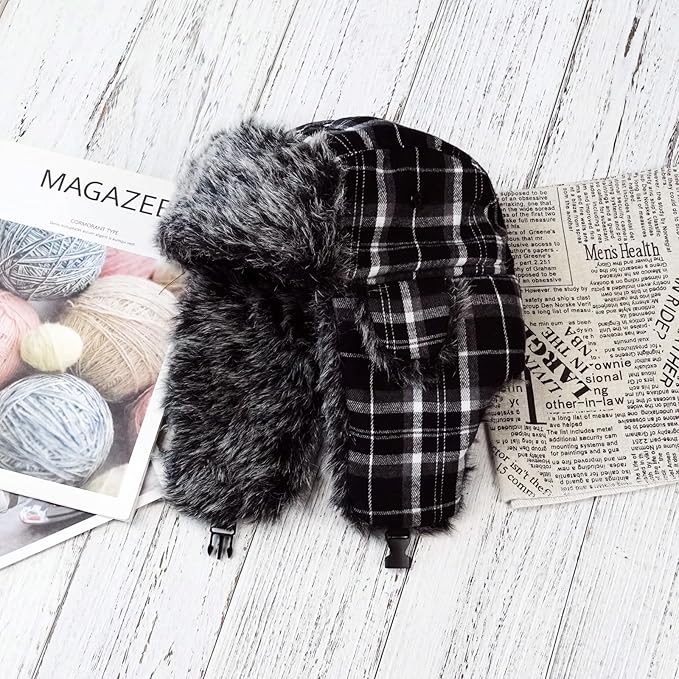 ONWAY Trapper Hat Winter Hats for Women Men with Faux Fur Ear Flaps