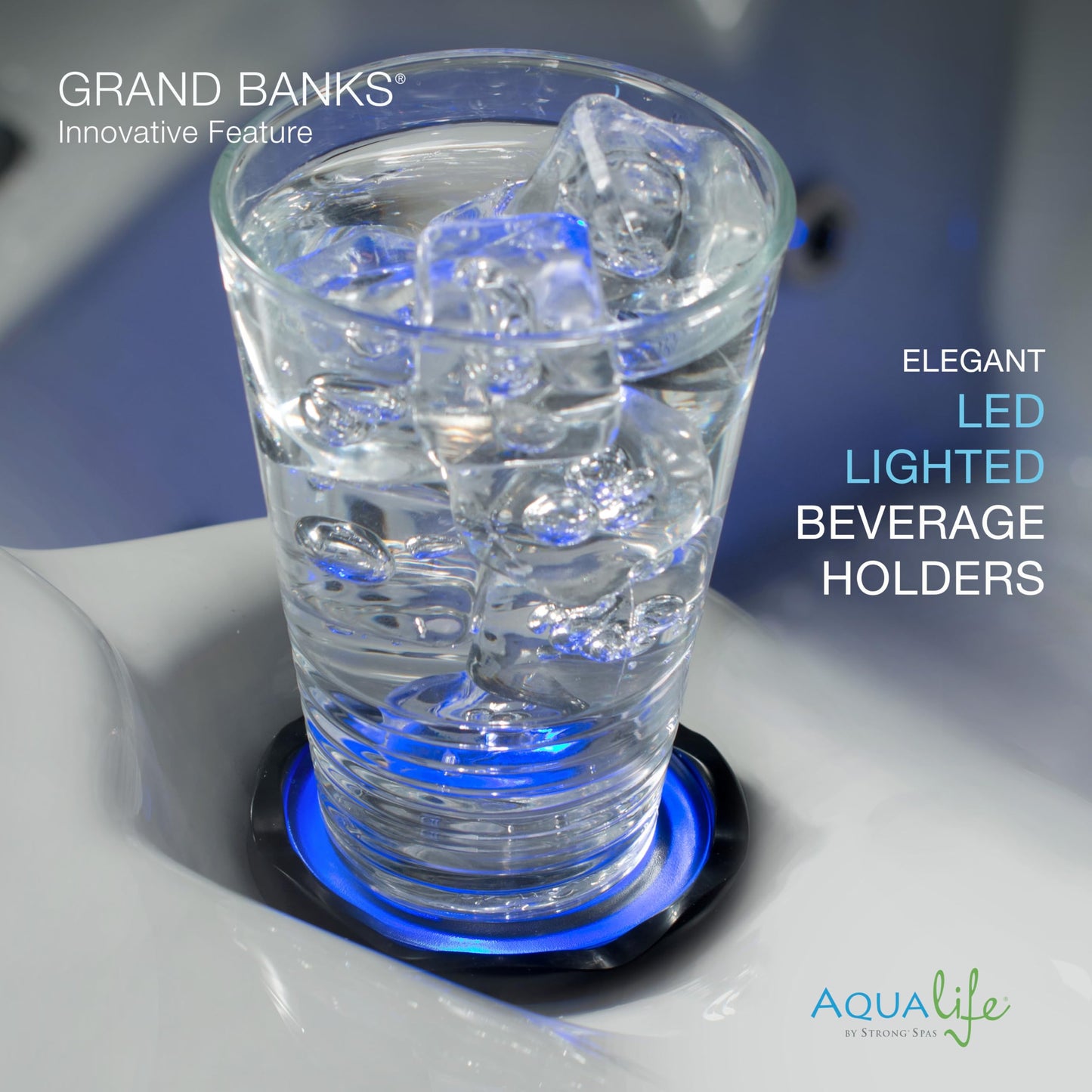 AquaLife Grand Banks™ 6-Person 81-Jet Acrylic Non-Lounger Hot Tub with LED Lighting, Insulated Cover, Stainless Steel Heater and Ozonator