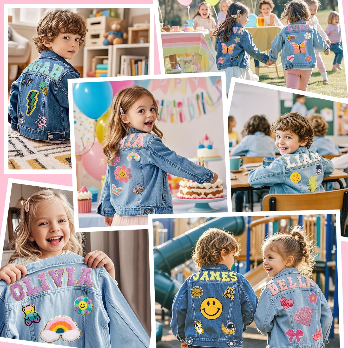 Personalized Kids Denim Jacket with Names, Custom Long Sleeve Jean Jacket, Boys' & Girls' Outerwear Jackets, 1-10 Year Old Toddler Girl Clothes, Personalized Girl Boys Birthday Christmas School Gifts