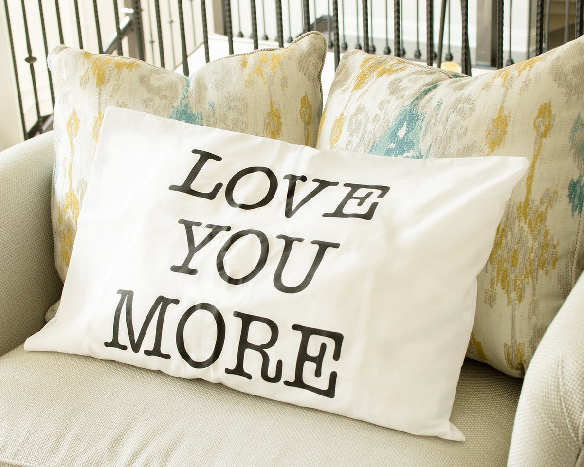 Super Z Outlet I Love You & Love You More Cotton Polyester Standard Size Pillowcase Pair for Bedroom, Home Decoration Set, Anniversary