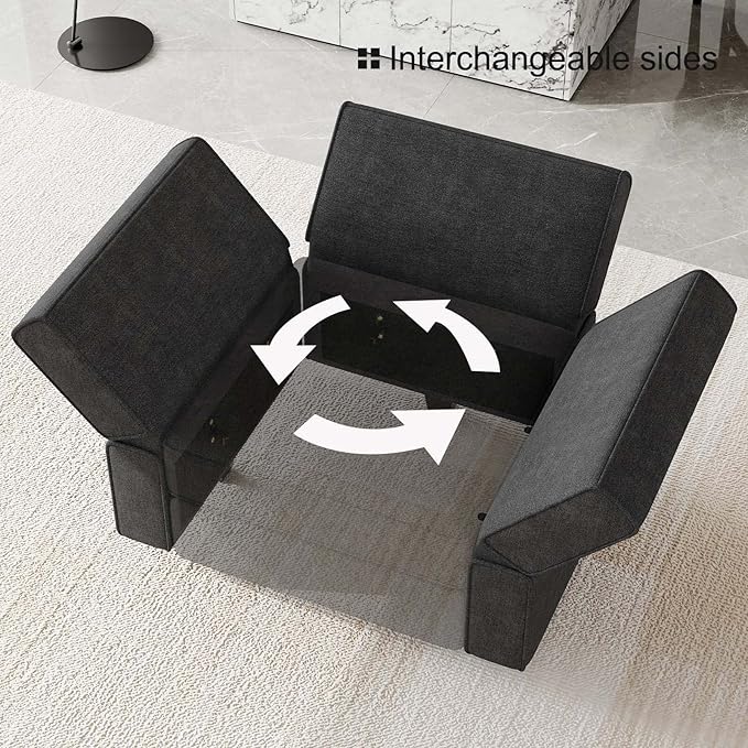 Belffin Modular Sectional Sleeper Sofa Bed Convertible Sectional Couches for Living Room. Black Couch