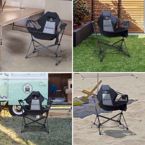 Nice C Hammock Camping Chair, Camping Chair Rocker, Swinging Chair, High Back with Stand, Cup Holder, Side Pocket, Heavy Duty (1-Pack)