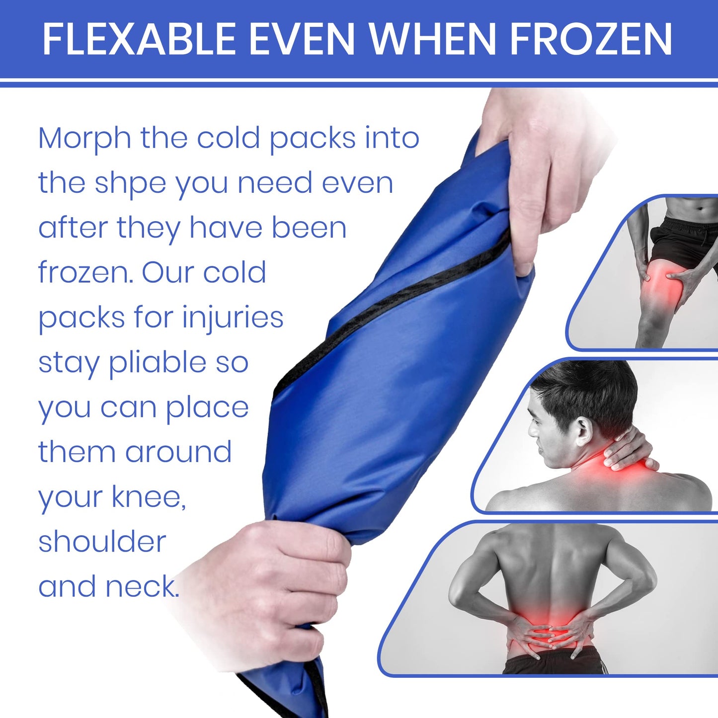 Ice Pack for Injuries Reusable, Soft Gel Flexible - (Large: 11"x14.5") for Hip, Shoulder, Knee, Back - Comfy Cold Pack Compress for Swelling, Bruises, Surgery (Black, 1 Pack)