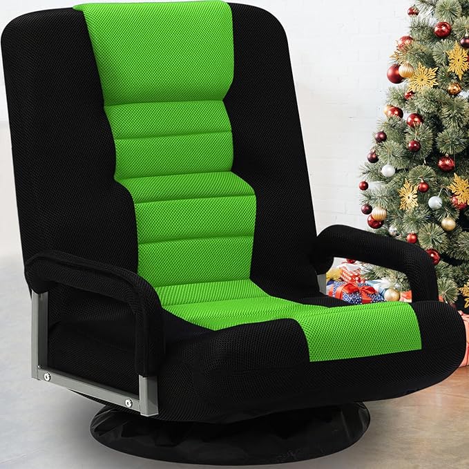ACIPENSER Swivel Gaming Chair Multipurpose Floor Gaming Chair for Playing Video Games, TV, Reading w/Armrest Lumbar Support & 6 Adjustable Postion Backrest for Adults & Kids,Green