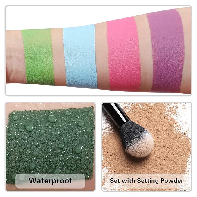 BOBISUKA Light Blue Face Paint Stick, Baby Blue Eye Black Body Sticks for Sports, Waterproof Painting for Halloween Avatar Corpse Bride Smurf Cosplay Special Effects Costume SFX Makeup Kit