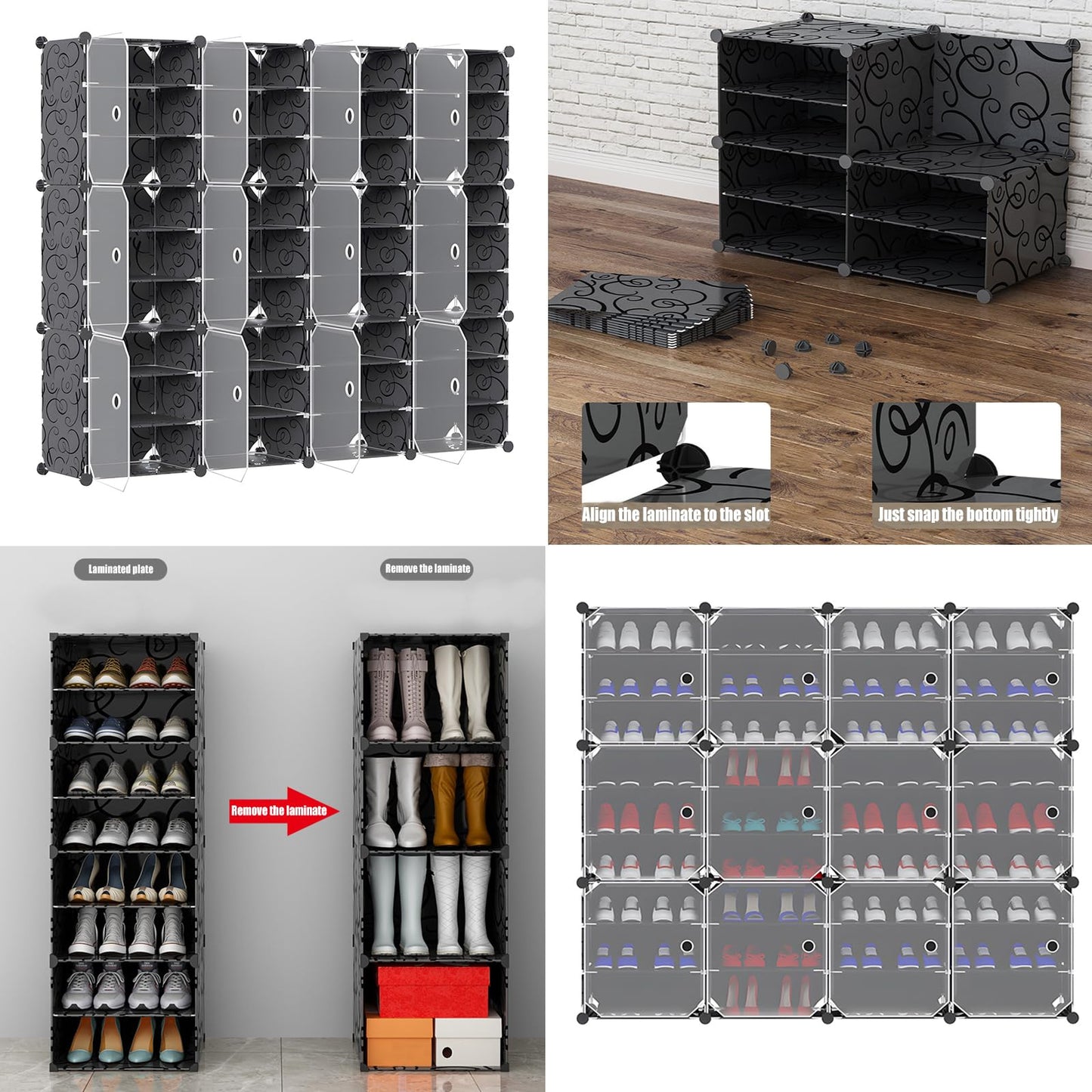 Shoe Rack Organizer,72 Pair Shoe Shelf Rack Organizer Stackable Clear Shoe Boxes Stackable Clear Shoe Boxes Adjustable Box Shelve Space Saver Shoe Rack for Entryway Bedroom (9 Tier 72 Pairs)