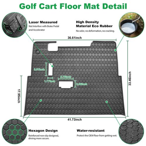 EZGO TXT Golf Cart Floor Mat, Upgrade Full Coverage Liner Mat Replacement Install Easily Thick Rubber Anti-Slip, Fit EZGO TXT (1994+), EX1 (2020), Valor, Cushman Workhorse&Express S4 Black Trim