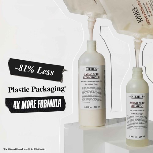 Kiehl's Amino Acid Shampoo, with Amino Acids and Coconut Oil to Clarify and Cleanse, Helps Strengthen Hair, Prevent Breakage, Suitable for All Hair Types, Paraben-Free - 33.8 fl oz /1 Liter Pump
