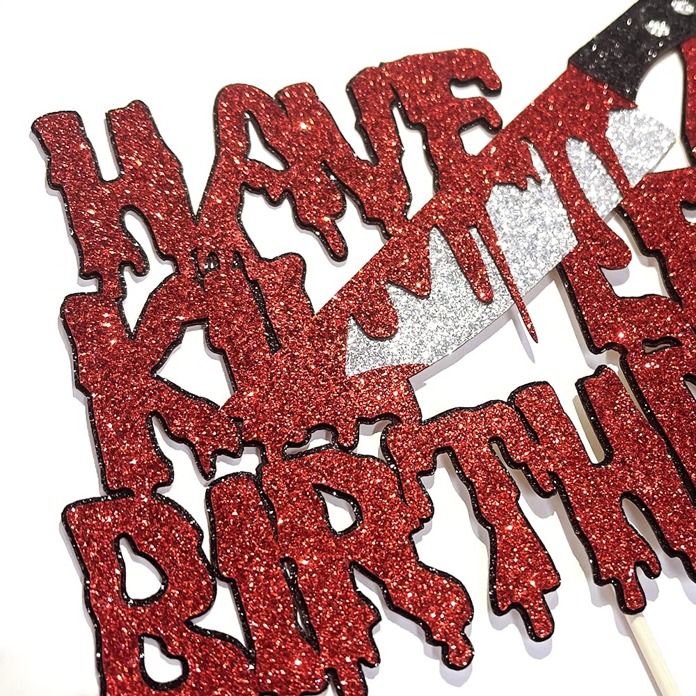 Bekaterea Have A Killer Birthday Cake Topper,Halloween Horror Birthday Cake Decoration,Halloween Bloody Knife and fork Cake Decoration, Zomb Party Supplies