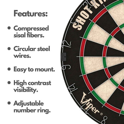 Viper ProScore Digital Dart Scorer Scoreboard 40 Games Black & Shot King Regulation Bristle Steel Tip Dartboard Set