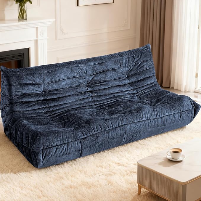 HABUTWAY Bean Bag Chair, Giant Bean Bag Chairs for Adults, 3 Seater Fireside Chair, Lazy Large Floor Bean Bag Sofa for Living Room, Bedroom, Dorm, Office (Navy Blue)